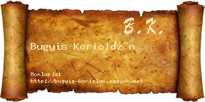 Bugyis Koriolán névjegykártya
